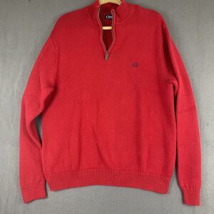 Chaps Men's Red Quarter Zip Pullover Sweater Size XL Preppy Classic